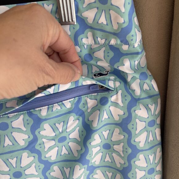 Vineyard Vines Skort Golf Women's 8 Blue Green Back Zip Pocket 2 Front Pockets - Picture 4 of 8